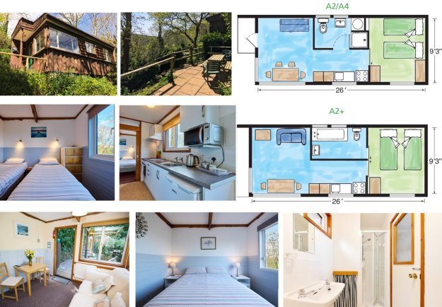 A2 and A2+ plan and photographs for Cabins